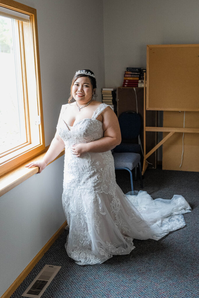 Bridal portrait before her wedding day at Cormorant Lutheran Church in Cormorant, MN 