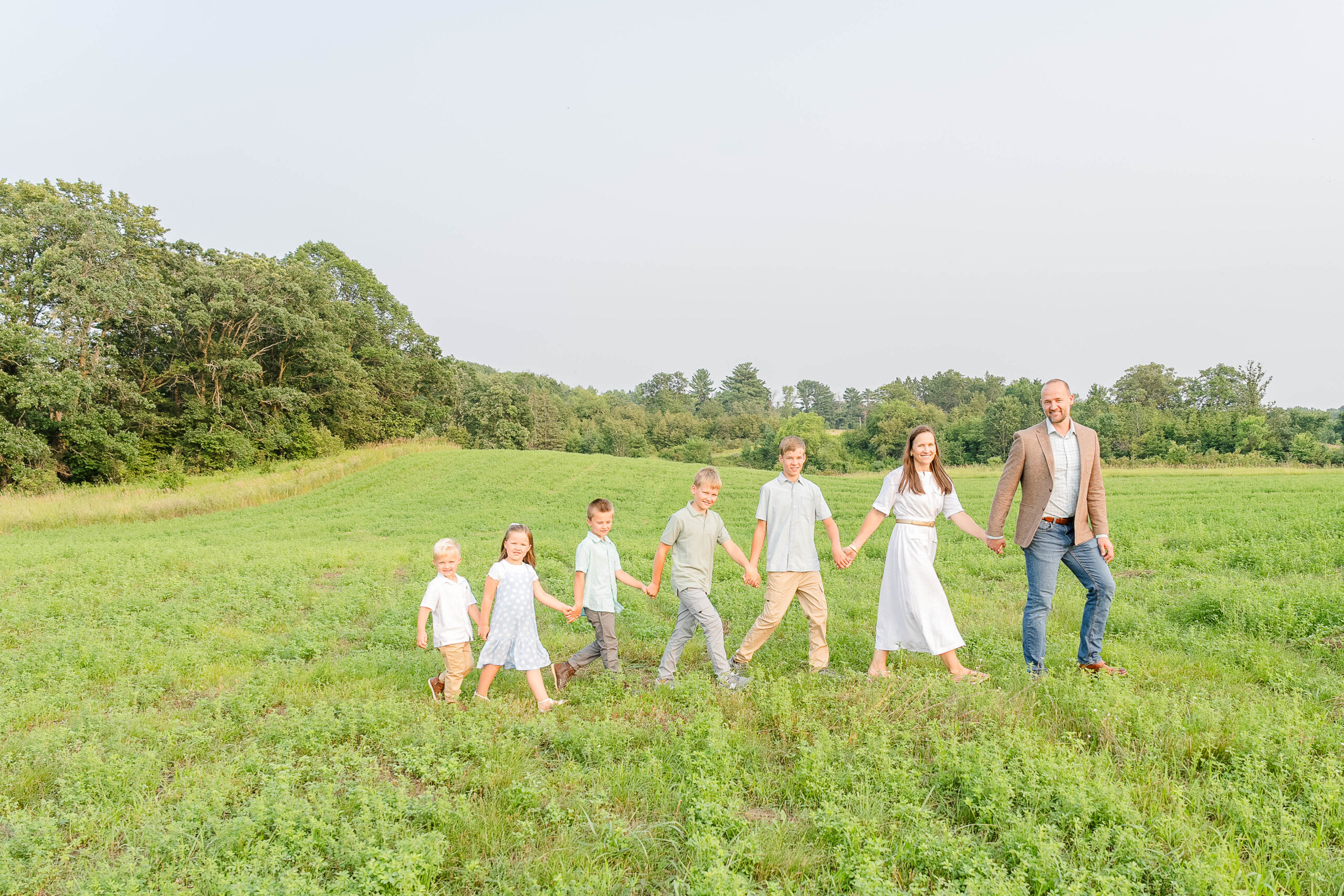 Family of 7 at Wannigal Regional Park in Frazee MN