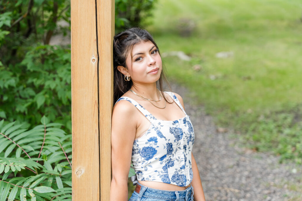 Senior Session in Pelican Rapids MN; Girl wearing Blue Top
